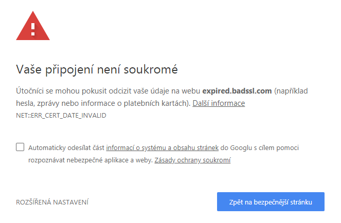 Verlopen SSL-certificaat (Chrome)