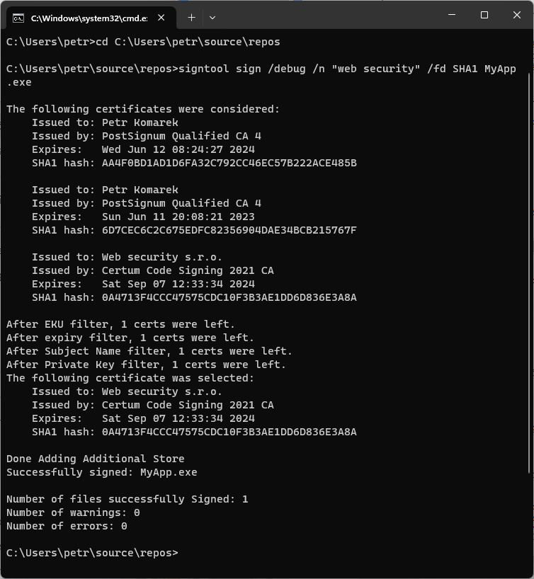 Code signing - sign the SW