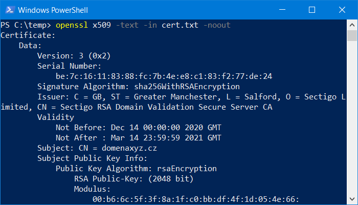 OpenSSL - weergave van certificaatinformatie